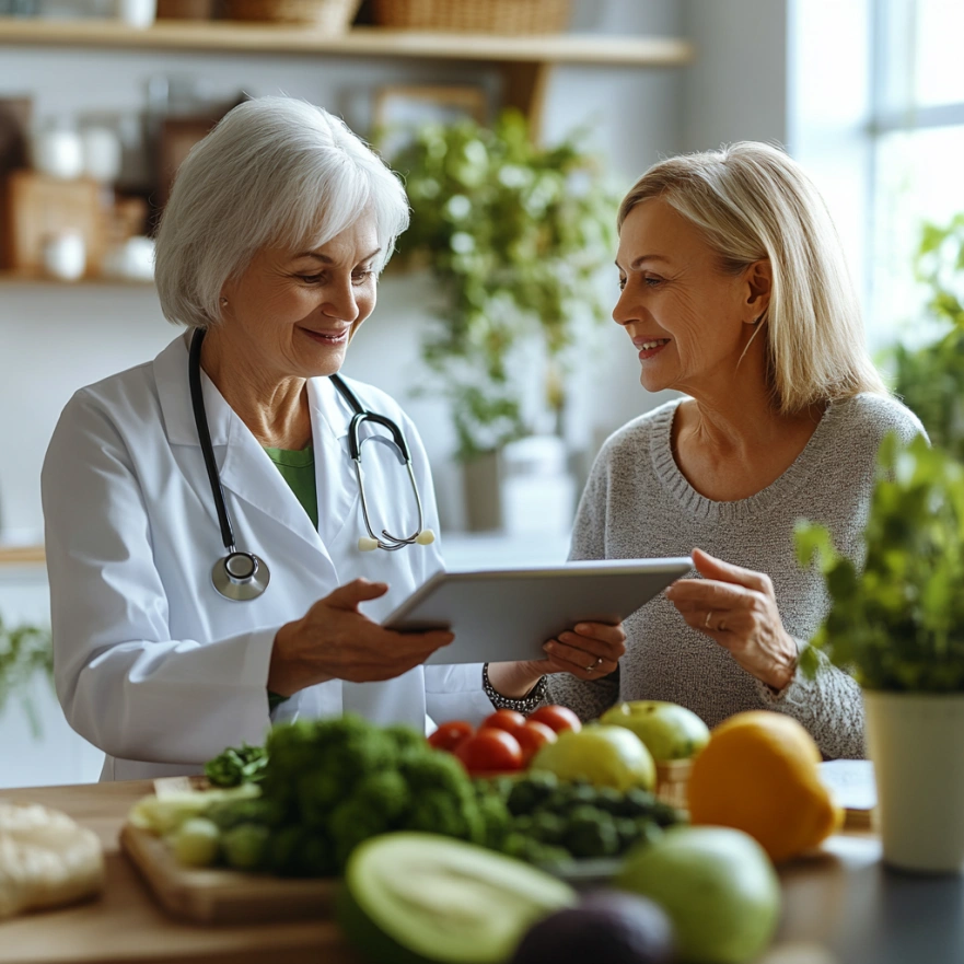 Дієтолог консультує старшу жінку щодо здорового харчування